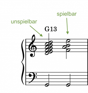 Spielbare Akkorde am Klavier