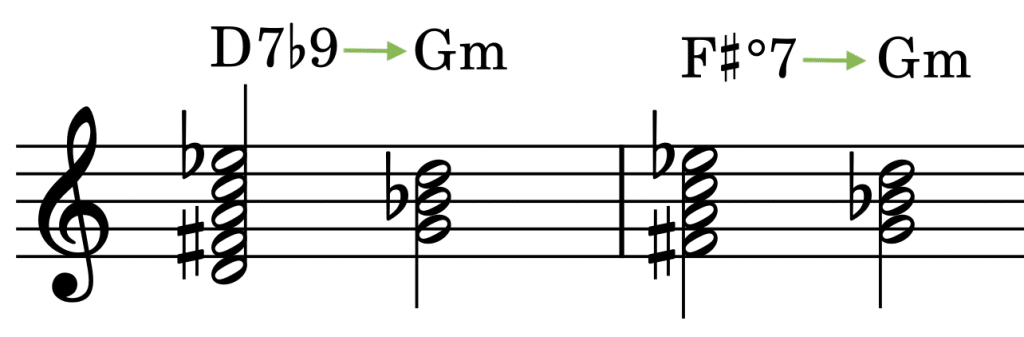 7b9 Akkord vs verminderter Septakkord