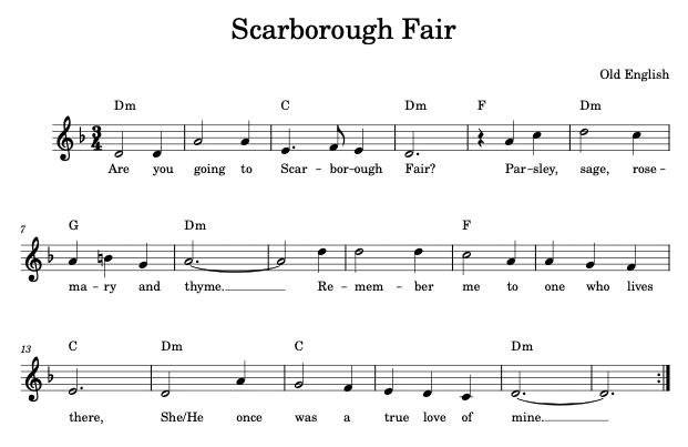 Leadsheet für Klavier