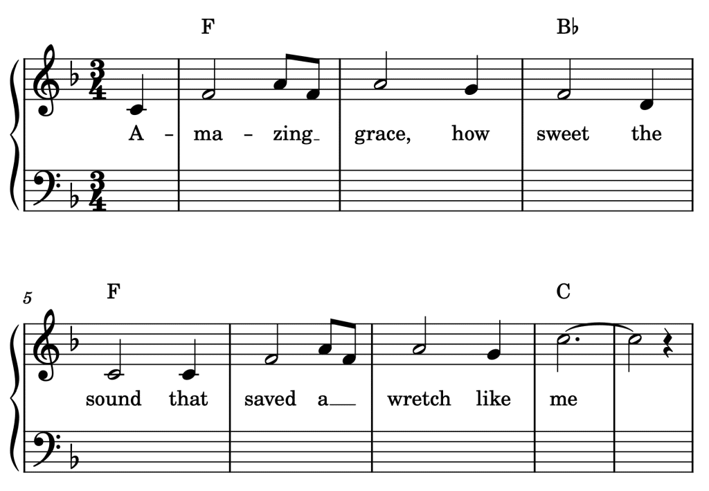 Amazing Grace Anfang auf Noten