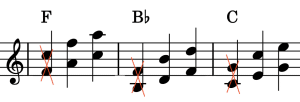 Voicings für F, Bb und C